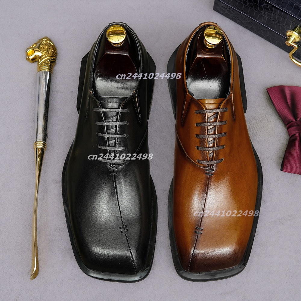 Handmade Square Toe Brown Leat - Leather Shoe Polish review and price